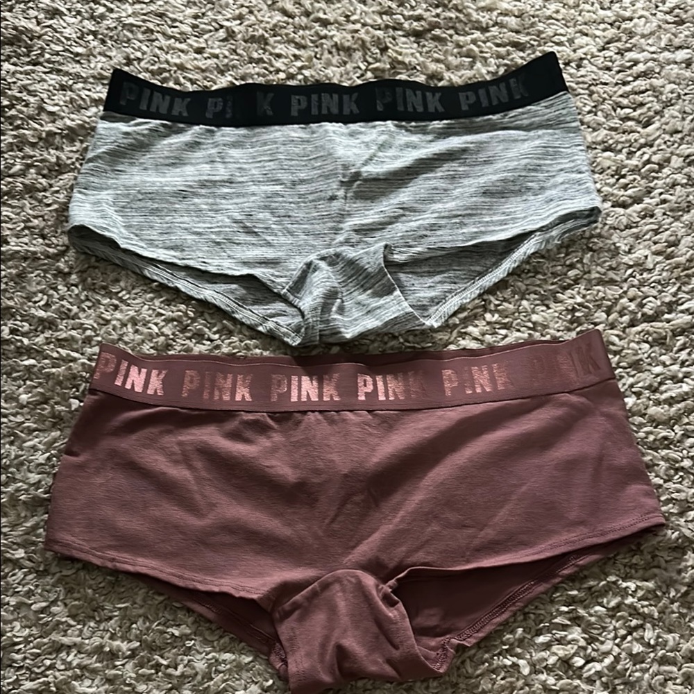 PINK Victoria's Secret Gray and Mauve Panties Set